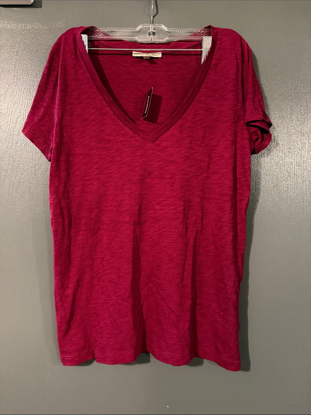V-Neck Short Sleeve Top - Raspberry Pink